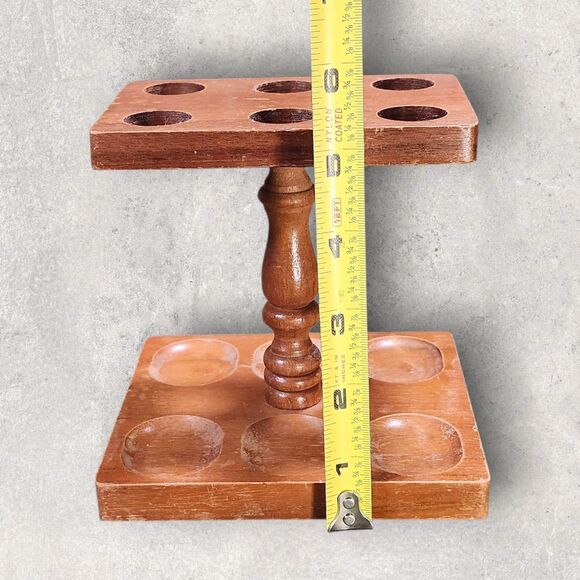 Vintage Wood Tobacco Pipe Stand Holder Rack Mid Century 6 Slot Smoking Tray - Picture 13 of 13